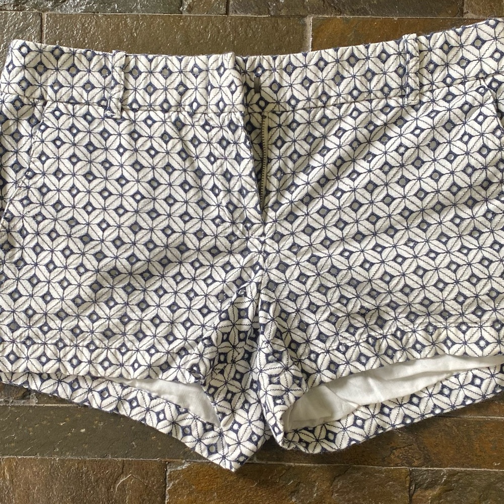 J. Crew Blue and White Patterned Women's Shorts